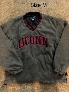 UConn Men's Gray Fleece Pullover lined Sweatshirt- Size M